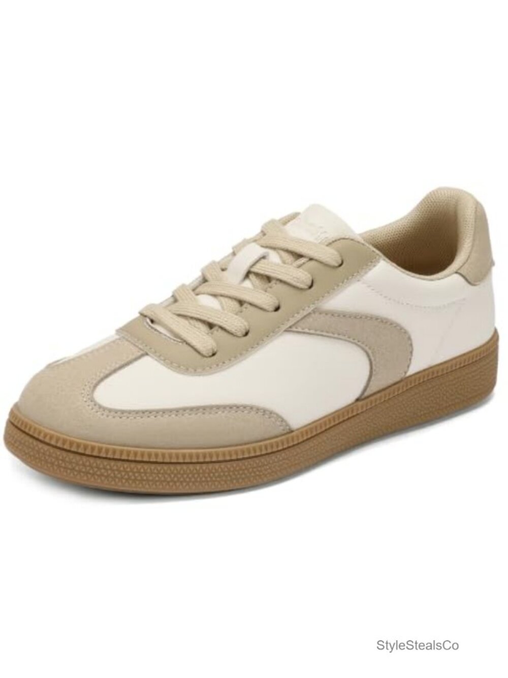Women's Retro Gum Sole Fashion Sneakers, Faux Leather Low Top Lace Up Casual